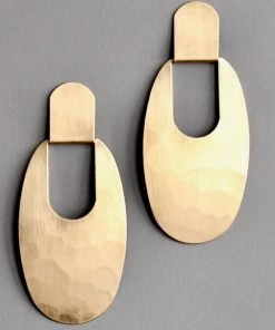 Social Butterfly Collection New Arrivals Hammered Long Slim Hoop Earrings