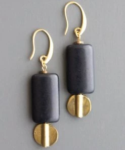 Social Butterfly Collection Gold Black Stone Drop Earrings