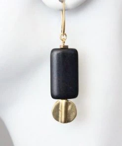 Social Butterfly Collection Gold Black Stone Drop Earrings