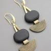 Social Butterfly Collection Black Stone Distressed Gold Earrings New Arrivals