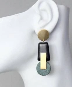 Social Butterfly Collection Abstract Black Green Gold Earrings New Arrivals