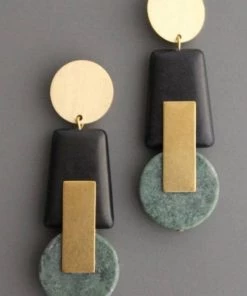 Social Butterfly Collection Abstract Black Green Gold Earrings New Arrivals
