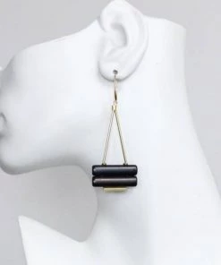 Social Butterfly Collection Stacked Black Stone Gold Earring New Arrivals