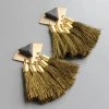 Social Butterfly Collection Black Stone Gold Fringe Detail Earrings