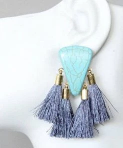 Social Butterfly Collection New Arrivals Turquoise Drop Fringe Earrings