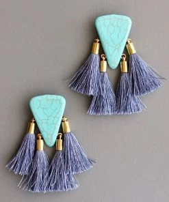 Social Butterfly Collection New Arrivals Turquoise Drop Fringe Earrings