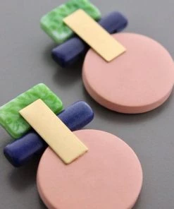 Social Butterfly Collection Pink Green Blue Abstract Earrings