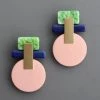 Social Butterfly Collection Pink Green Blue Abstract Earrings