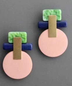 Social Butterfly Collection Pink Green Blue Abstract Earrings