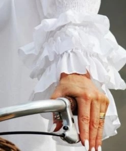 Social Butterfly Collection White Ruffle Sleeve Dress Top