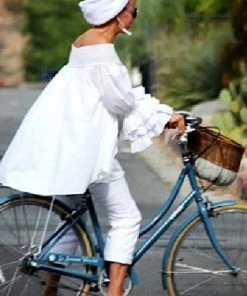 Social Butterfly Collection Beautiful White Ruffle Sleeve Dress Top