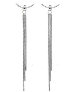 Social Butterfly Collection Silver Long Chain Tassel Earrings New Arrivals