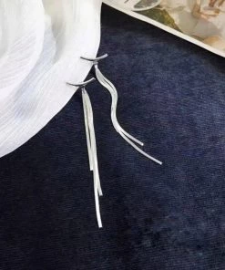 Social Butterfly Collection Silver Long Chain Tassel Earrings New Arrivals