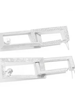 Social Butterfly Collection Silver Crystal Single Pearl Earrings New Arrivals