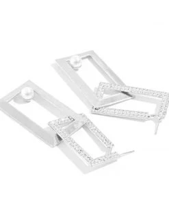 Social Butterfly Collection Silver Crystal Single Pearl Earrings New Arrivals