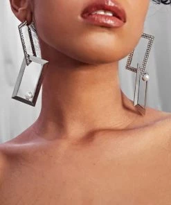 Social Butterfly Collection Silver Crystal Single Pearl Earrings New Arrivals