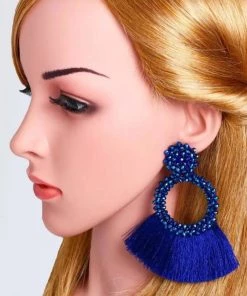 Social Butterfly Collection Accessories White Woven Bead Detail Fan Earrings