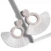 Social Butterfly Collection Accessories White Woven Bead Detail Fan Earrings