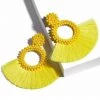 Social Butterfly Collection Accessories Yellow Woven Bead Detail Fan Earrings