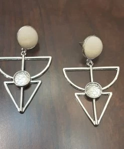 Social Butterfly Collection Sale Silver Wire White Detail Earrings