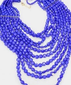 Social Butterfly Collection Royal Blue Multi Strand Bead Necklace