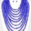 Social Butterfly Collection Royal Blue Multi Strand Bead Necklace
