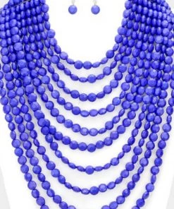 Social Butterfly Collection Royal Blue Multi Strand Bead Necklace