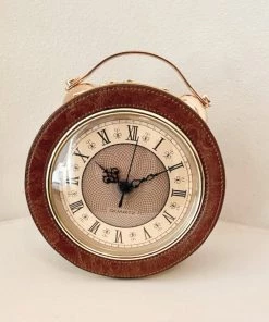 Social Butterfly Collection Brown Retro Style Clock Handbag