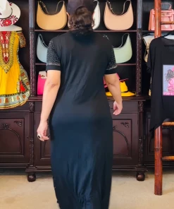 Social Butterfly Collection Black Bling T-Shirt Maxi Dress