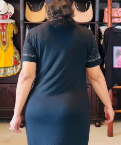 Social Butterfly Collection Black Bling T-Shirt Maxi Dress