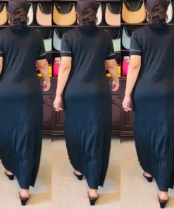 Social Butterfly Collection Black Bling T-Shirt Maxi Dress