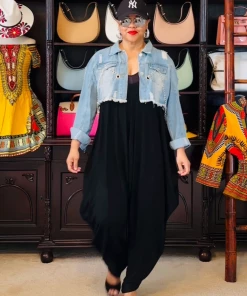 Social Butterfly Collection New Arrivals Black Scoop Neck Harem Jumpsuit