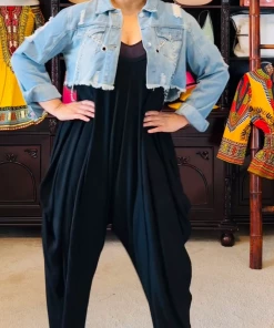 Social Butterfly Collection New Arrivals Black Scoop Neck Harem Jumpsuit