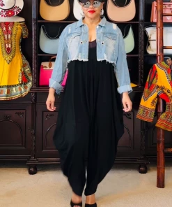 Social Butterfly Collection New Arrivals Black Scoop Neck Harem Jumpsuit