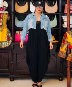 Social Butterfly Collection New Arrivals Black Scoop Neck Harem Jumpsuit