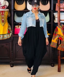 Social Butterfly Collection New Arrivals Black Scoop Neck Harem Jumpsuit