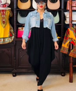 Social Butterfly Collection New Arrivals Black Scoop Neck Harem Jumpsuit