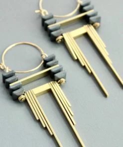 Social Butterfly Collection New Arrivals Hematite Detailed Hoop Earrings