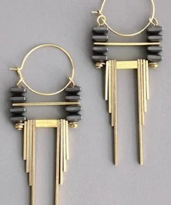 Social Butterfly Collection New Arrivals Hematite Detailed Hoop Earrings