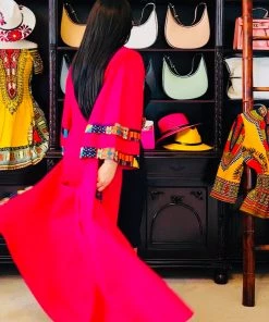 Social Butterfly Collection Magenta Kimono Duster