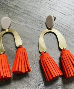 Social Butterfly Collection New Arrivals Pink, Black Or Orange Vegan Suede Double Tassel Earrings