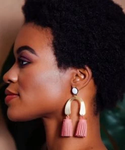 Social Butterfly Collection New Arrivals Pink, Black Or Orange Vegan Suede Double Tassel Earrings