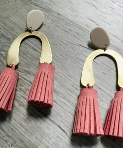 Social Butterfly Collection New Arrivals Pink, Black Or Orange Vegan Suede Double Tassel Earrings
