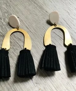 Social Butterfly Collection New Arrivals Pink, Black Or Orange Vegan Suede Double Tassel Earrings