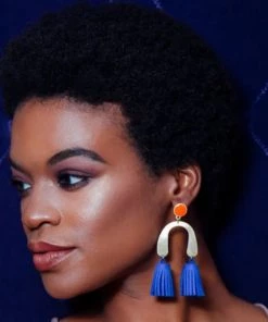 Social Butterfly Collection New Arrivals Pink, Black Or Orange Vegan Suede Double Tassel Earrings