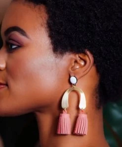 Social Butterfly Collection New Arrivals Pink, Black Or Orange Vegan Suede Double Tassel Earrings