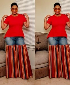 Social Butterfly Collection Distressed Light Denim Red Multi Color Palazzo Wide Leg Jeans New Arrivals