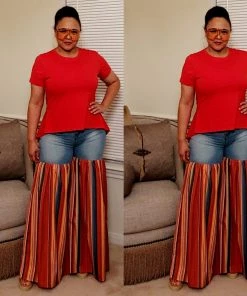 Social Butterfly Collection Distressed Light Denim Red Multi Color Palazzo Wide Leg Jeans New Arrivals