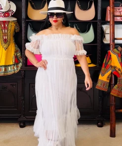 Social Butterfly Collection Sheer White Off The Shoulder Maxi Dress