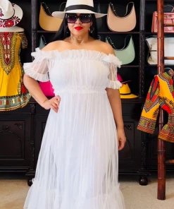 Social Butterfly Collection Sheer White Off The Shoulder Maxi Dress